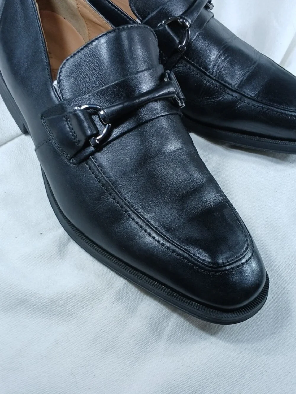 Clarks Men's Black Leather Slip-On Bit Loafers